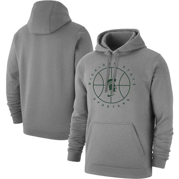 Men's Michigan State Spartans Gray Basketball Icon Club Fleece Pullover Hoodie